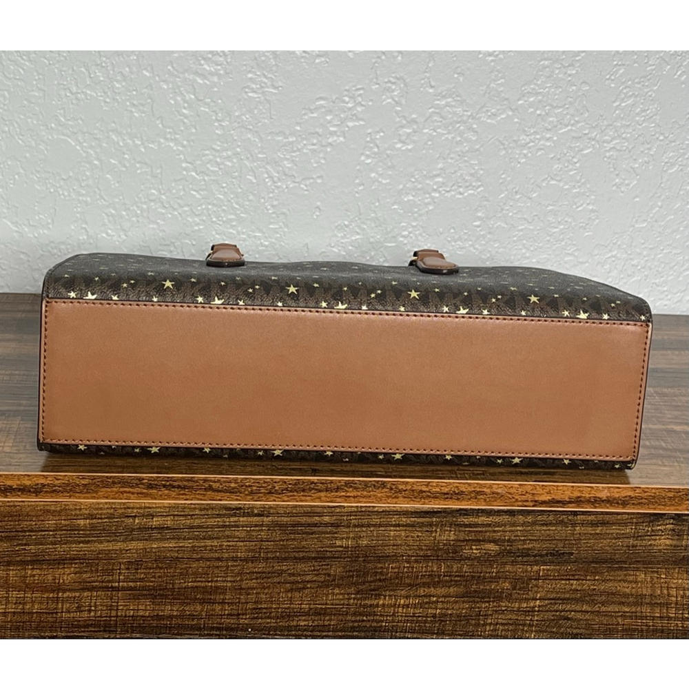 Michael Kors Arden Medium Brown Satchel with Gold Hardware & Star Pattern - Picture 7 of 13